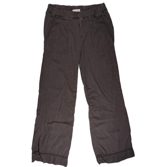 Bella Dahl Pants Women's Medium Gray Brown Elastic Waist Pull on Linen Like - Picture 1 of 8